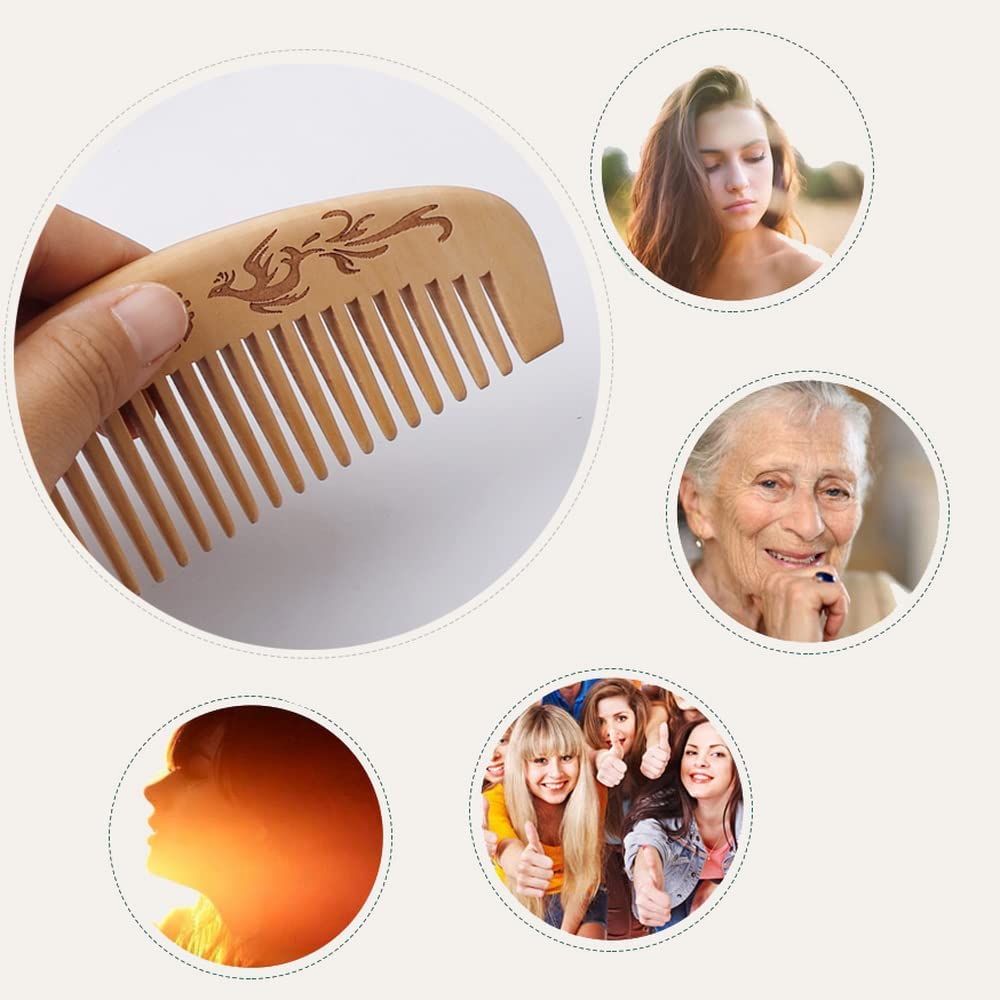 COSLUXE Wooden hair comb, Hair Comb,Natural Anti Static Wooden Massage Comb with Fine and Wide Tooth for Men and Women Moon-Comb + Wide-comb, Combo of 2 pcs - Image 7