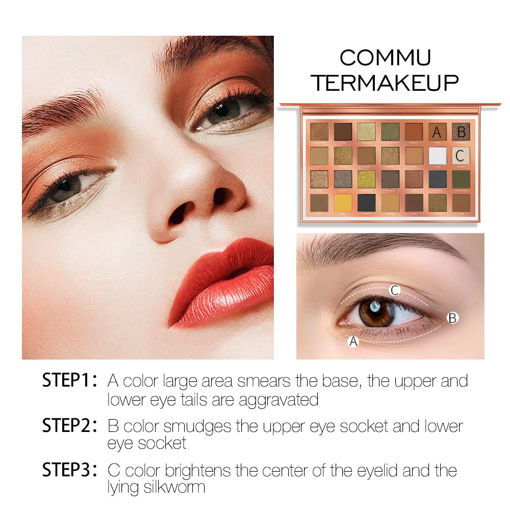 O TWO O 28 Colors Eyeshadow Palette,Shiny Matte Glitter Smoky Eyes Waterproof Eye Shadow Pallete High Pigment Metallic Makeup 35g - Image 6