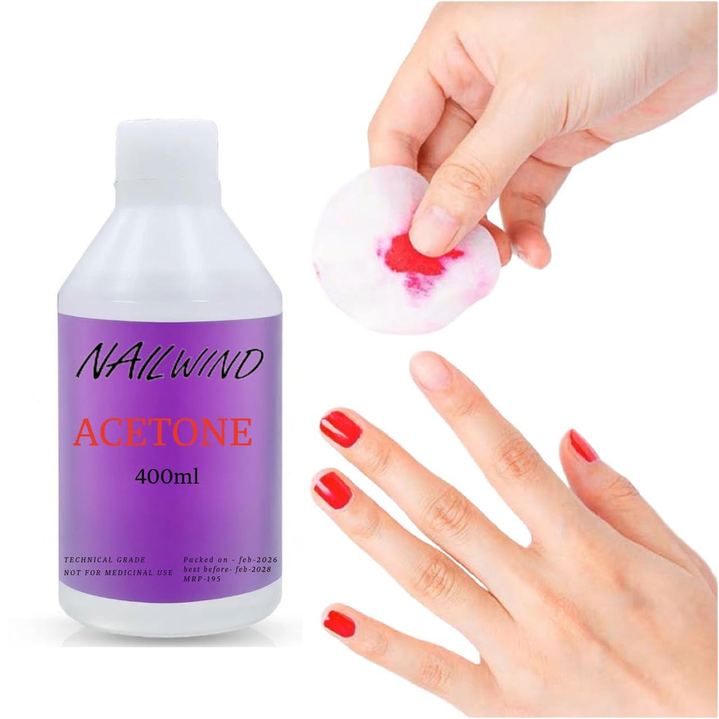 NAILWIND Acetone Nail Polish Remover - 400ml | Professional Grade Formula | Fast Drying | Nourishing | Versatile Use | Easy to Use | No Residue | With Pump Bottle | ACETONE - Image 2