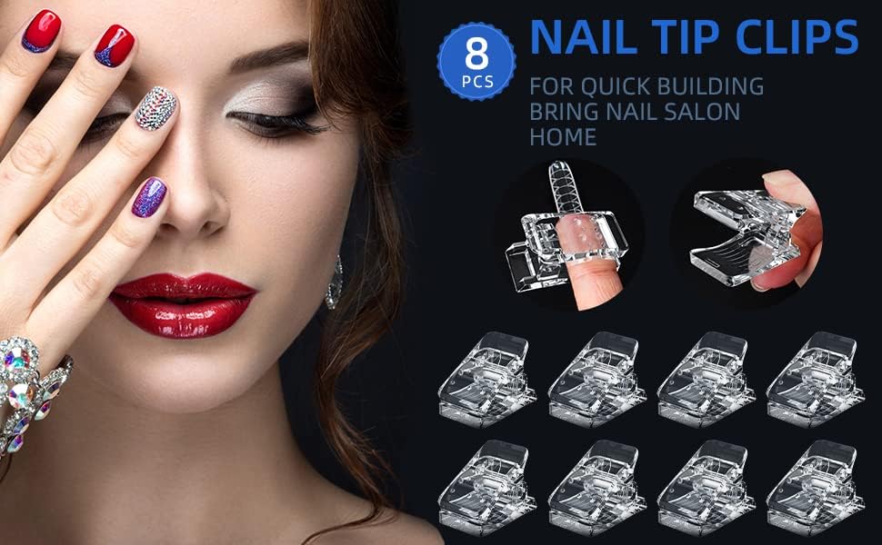 NAILWIND Nail Clips for Polygel, Nail Extension Gel Quick Building Nail Tips Clip for Nail Kit False Nail Tips and Dual Forms Manicure Nail Art Tools (20 - Pcs) - Image 8