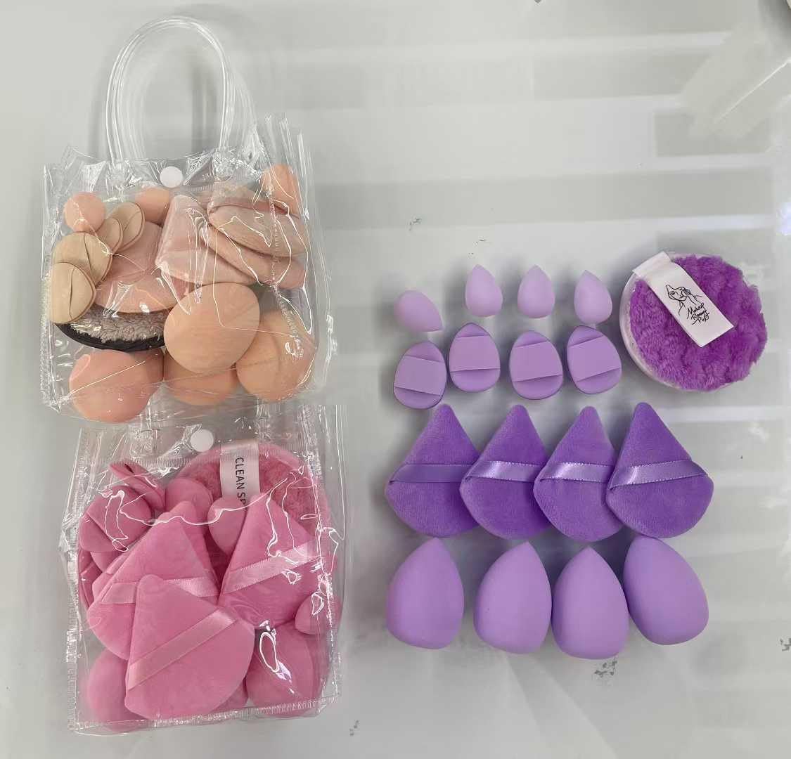 COSLUXE 17pcs Makeup Sponge & Triangle Puff Set | Soft Latex-Free Makeup Sponges with Reusable Makeup Remover pads | All-in-One Cosmetic Tool Kit for Seamless Blending | For Daily Use Makeup Tools - Multicoloured
