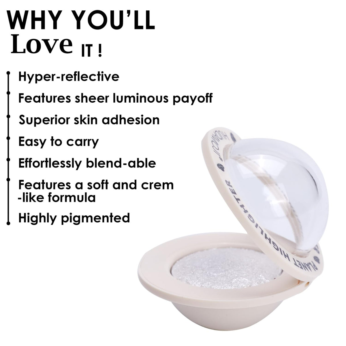 HUDAMOJI Planet Highlighter Collection, 4 Shimmering Shades, Cream Formula (white, 5g) - Image 4