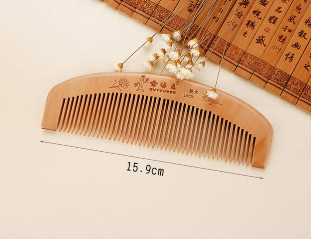 COSLUXE Wooden hair comb for women, Hair Comb, Natural Wooden Anti Static Massage Comb with Fine and Wide Tooth for Men and Women Moon-Comb, 2 Pcs - Image 3
