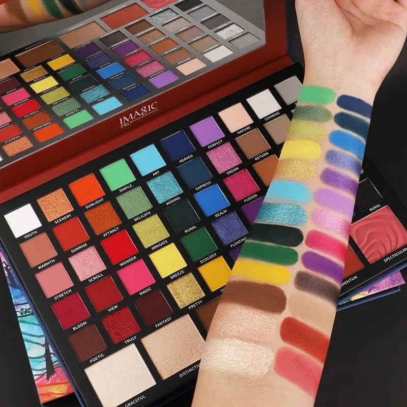 COSLUXE IMAGIC Cosmetic 56-Color Eyeshadow Palette, Rich Colour 4 in 1 Eyeshadow Long Lasting Shimmer Matte Eye Makeup Blush & Highlight & Contour 90g - Image 2