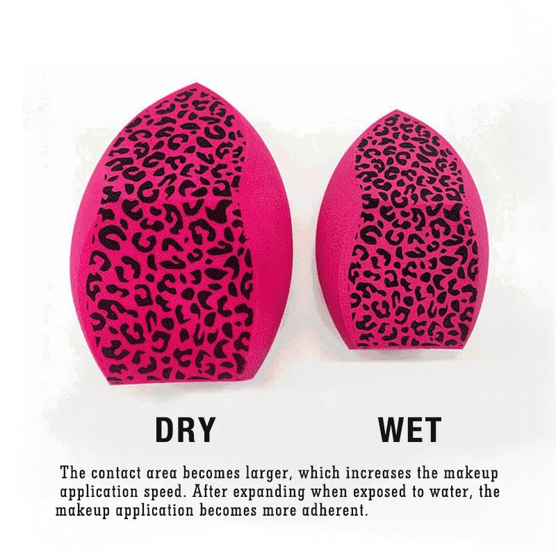 BH STUDIO PRO Dual-purpose Powder Puff & Makeup Sponge – Premium Makeup Sponge Set For Foundation, Loose Powder – Travel-friendly, Multi-purpose Portable Travel 1 Pcs - Multicolored (Leopard print Sponge) - Image 3