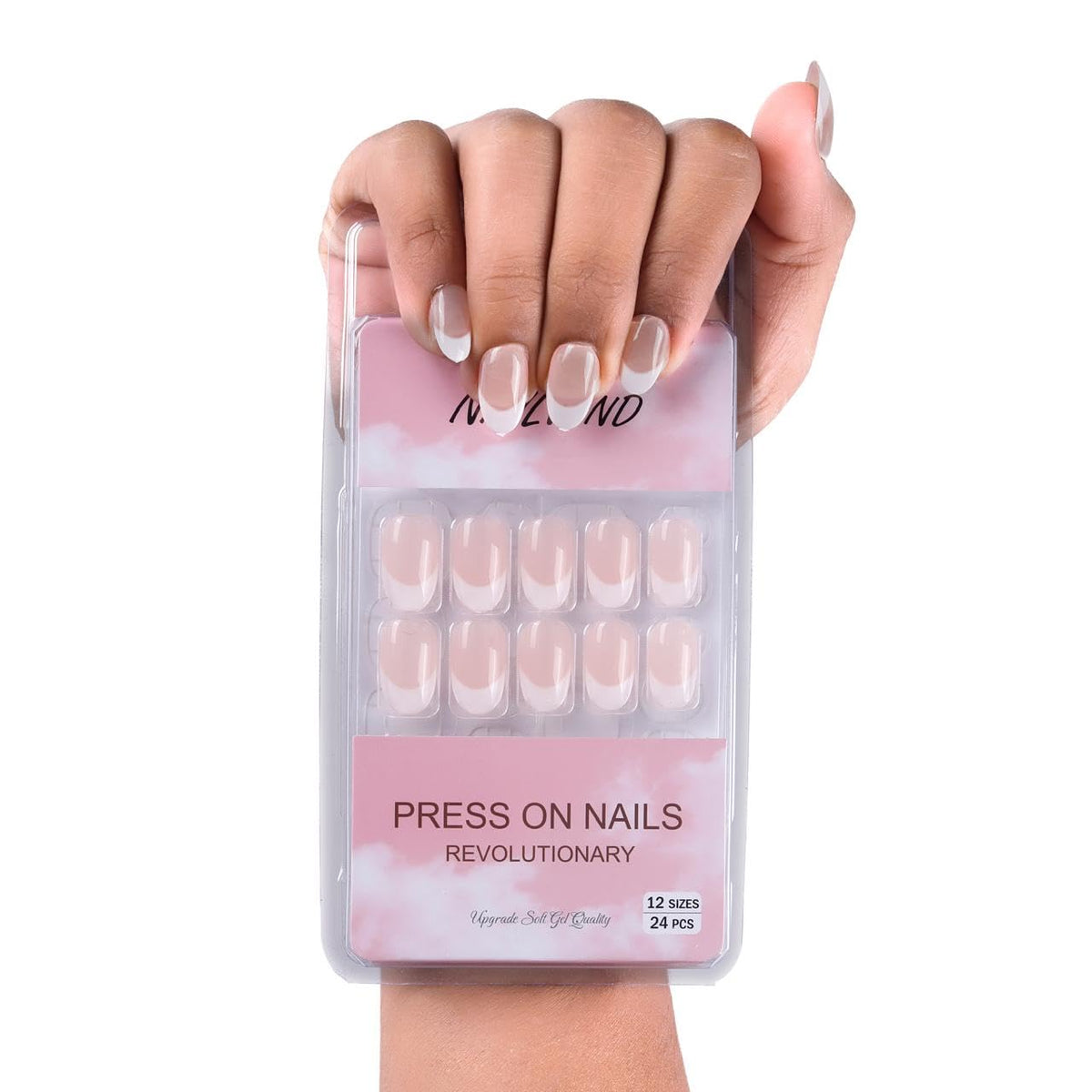 NAILWIND 24 Natural French Short False Nails Acrylic Full Cover Nails,Natural Fake Nails Delicate & Comfortable for Women and Girls (N41, 24 Count -Pack of 1) - Image 2