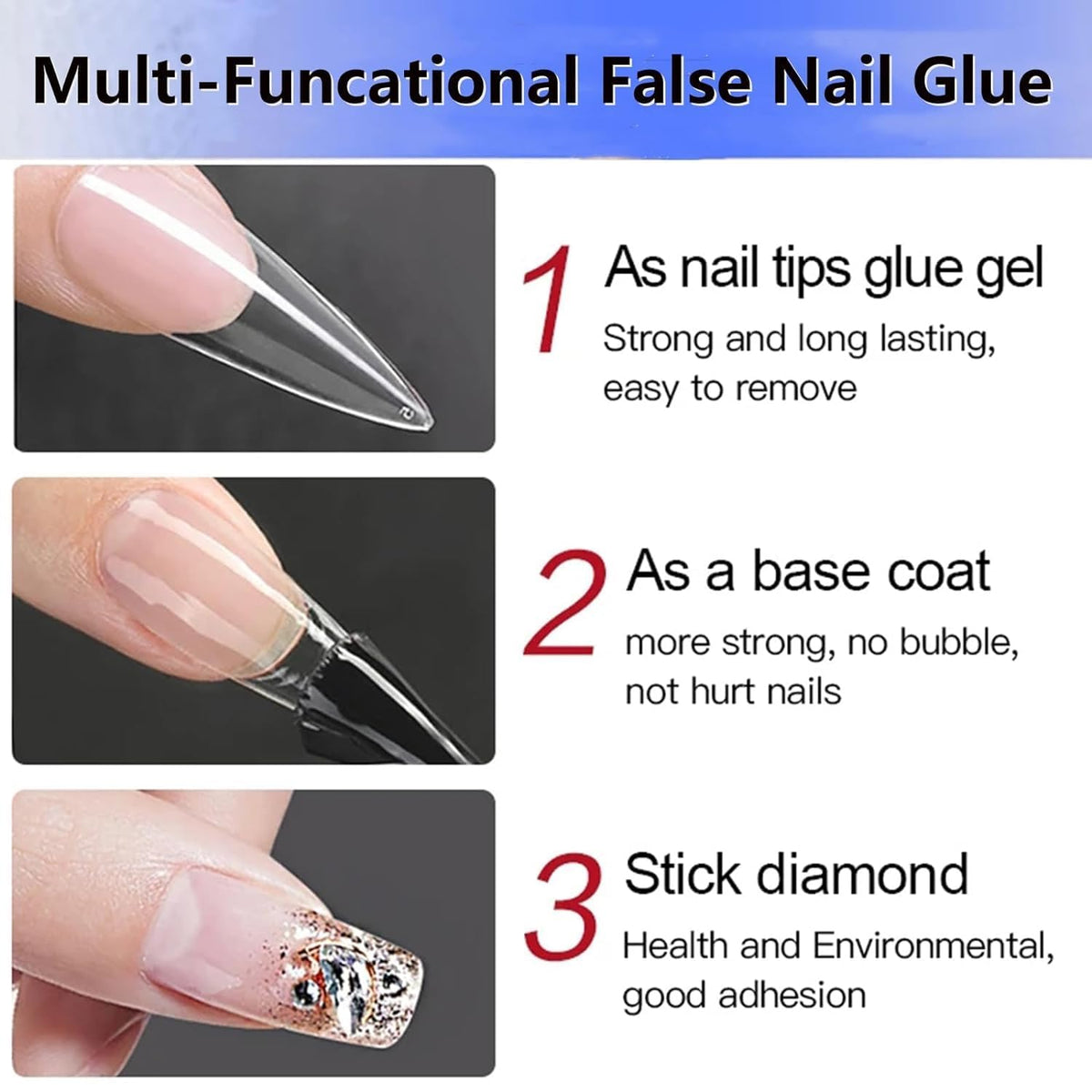 MY COLOR Nail Glue Pack of 5 I Quick Drying Nail Glue I Adhesive Beauty Nails False Nail Tips Acrylic Nails Glue for Nails 5 X 3g - Image 4