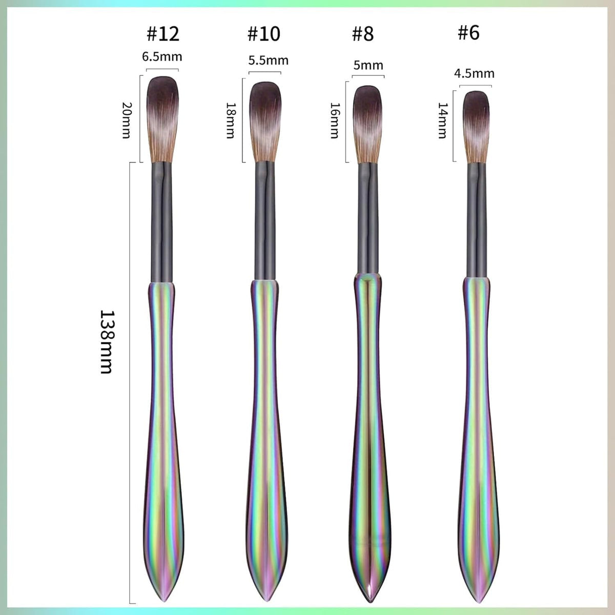 NAILWIND 4 Pcs Acrylic Nail Brush Set - Professional Size 6/8/10/12 Acrylic Brush Strong Durable Acrylics Nail Art Brushes - Brushes for Nails for Home DIY Salon - Image 6
