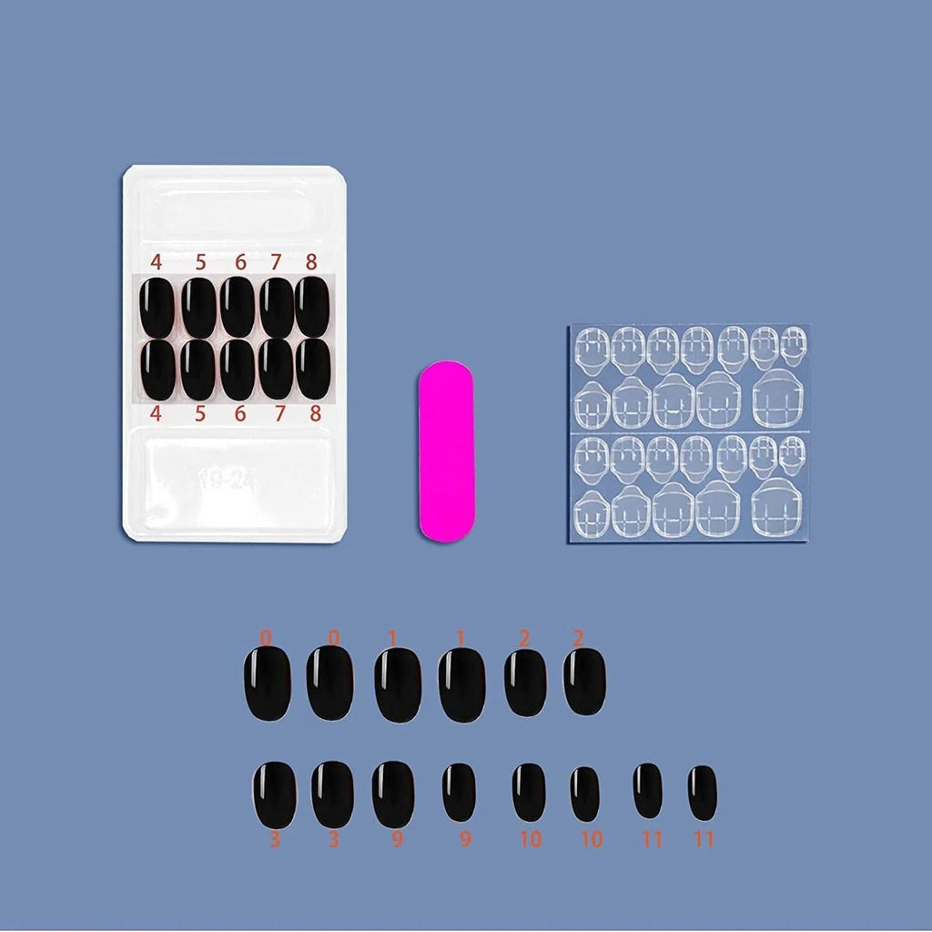 NAILWIND Press On Nails | Short Round Fake Nails, Reusable | 24 Pcs & 12 Sizes - Nail Kit | Nail Tips Natural Reusable Stick on Naill | False Nailway for Women Girls - Image 8