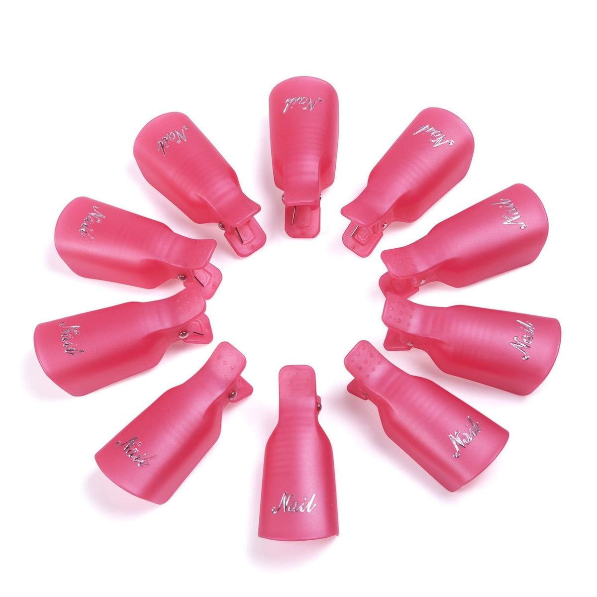 Cosluxe 10Pcs Professional Plastic Acrylic Nail Art Polish Remover Clips UV Gel Wrap Cleaner Soak Off Cap Clip pink - Image 3