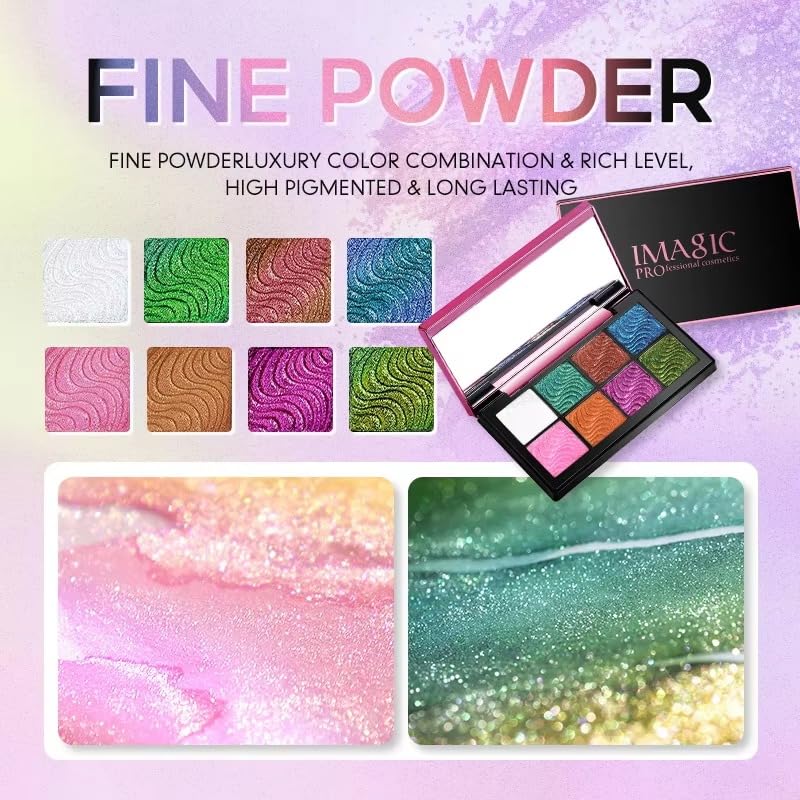 COSLUXE IMAGIC IMAGIC Duo Chrome Shimmery Eye Shadow Palette, 8 Color Chameleon Eyeshadow Palette, 7.2G - Image 4