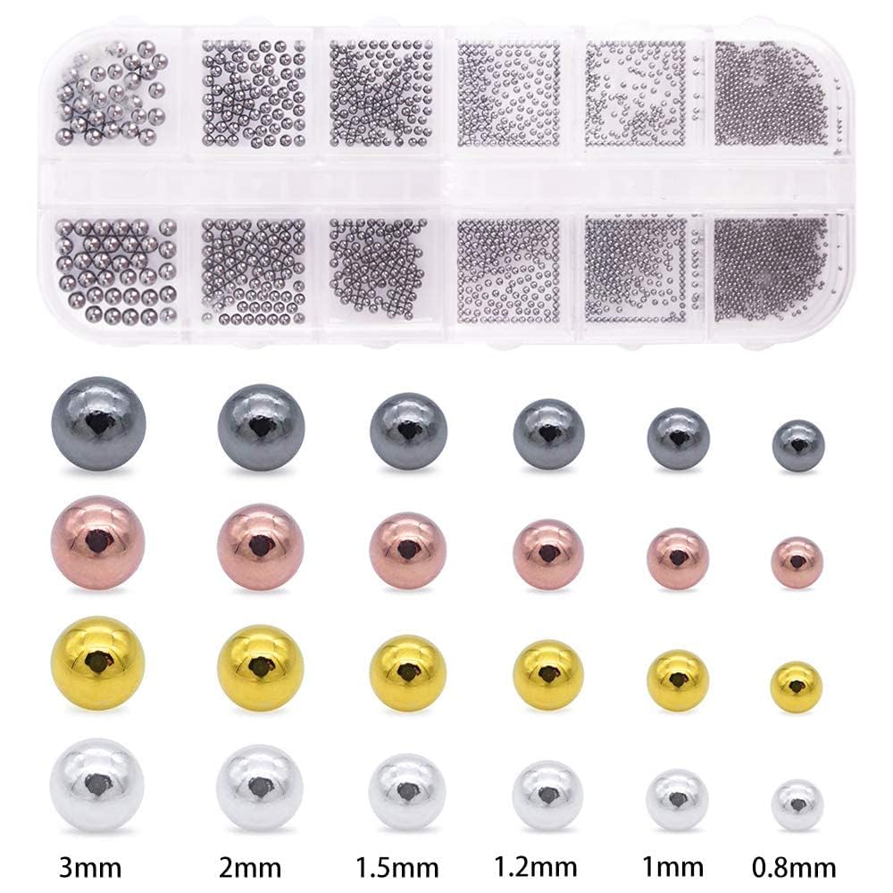 NAILWIND Metal Nail Art Beads, 3D Nail Design Decoration Mini Stainless Steel Balls,Nails Accessories,Rhinestones Mixed, for Nail Art (Silver) - Image 5