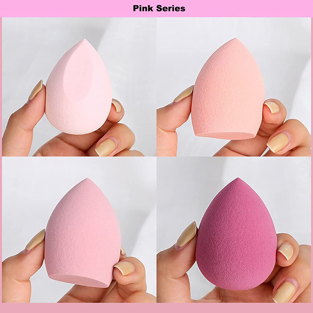 COSLUXE Makeup Sponge Set Beauty Blender with Egg Case, Soft Sponge For Liquid Foundation, Creams, and Powders?Latex Free Wet and Dry Makeup Pink Series, 4 Pcs - Image 3