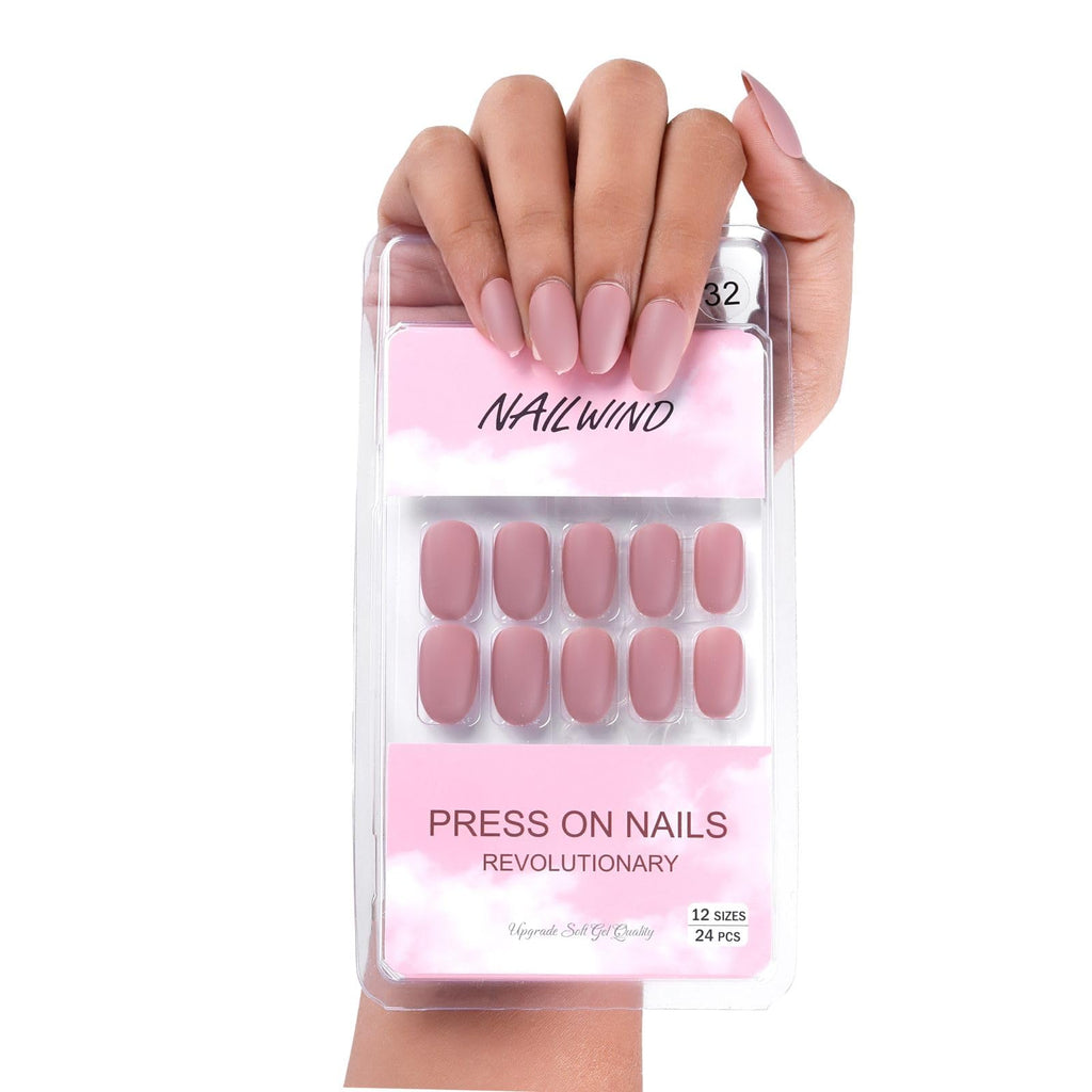 NAILWIND 24 Natural French Short False Nails Acrylic Full Cover Nails,Natural Fake Nails Delicate & Comfortable for Women and Girls (N32, 24 Count -Pack of 1) - Image 2