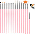 NAILWIND Nail Art Brushes, Nail Art, Design Dotting Painting Drawing Polish Brush Pen Tools,Nail Designs on Gel Acrylic and Natural Nails- Salon PINK, 15 PCS