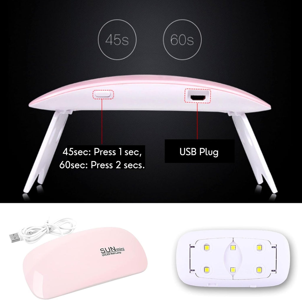 NAILWIND Nail Dryer Lamp Mini, 6W LED UV Portable Nail Dryer Curing Lamp Light for Gel Based Polish USB Power with 45s/60s Timer Setting - Image 8