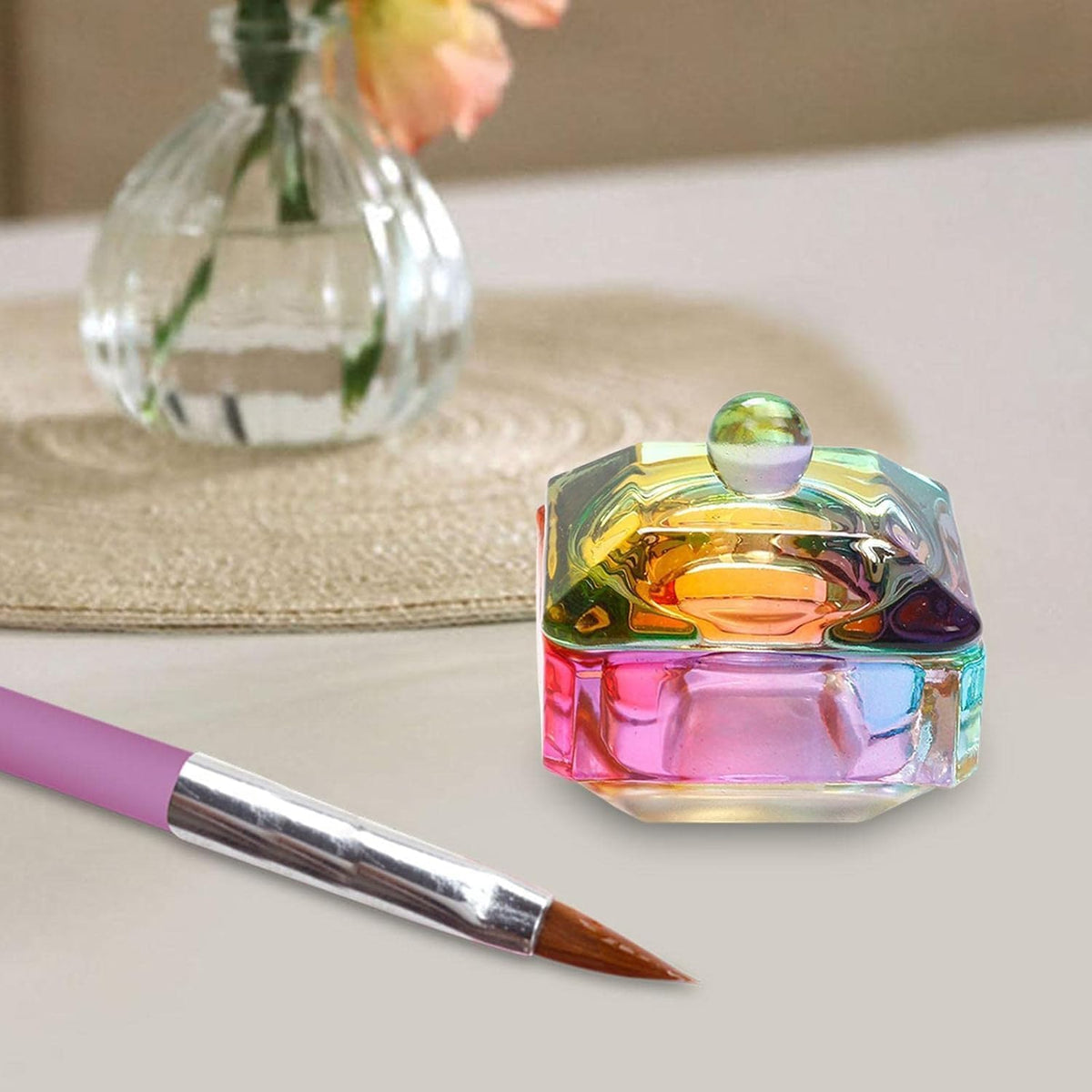 NAILWIND Dappen Dish Crystal Rainbow Bowl Glass for Acrylic Nail Liquid Powder Art, Dip Powder, Monomer, and Polish Remover (Pack of 2)