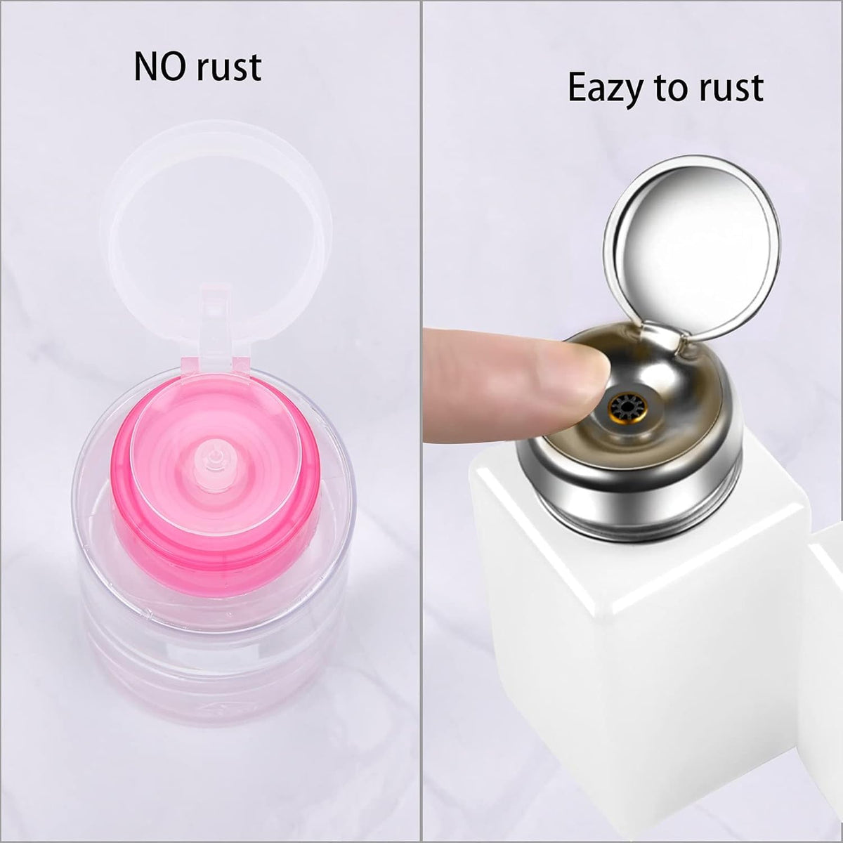 NAILWIND Nail Polish Remover Pump Empty Dispenser Bottle for Alcohol, Nail Polish and Makeup Remover, 150ml(5.10z), Hotpink Top Cap (PACK OF 2) - Image 6