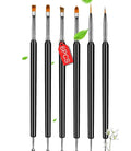 NAILWIND Nail Art Brush Set - 6pcs Double-End Nail Art Brushes Kit Professional Manicure Tools Kit with Painting Dotting Line Pen for Gel Polish Nail Designs Nail Carving French Nails
