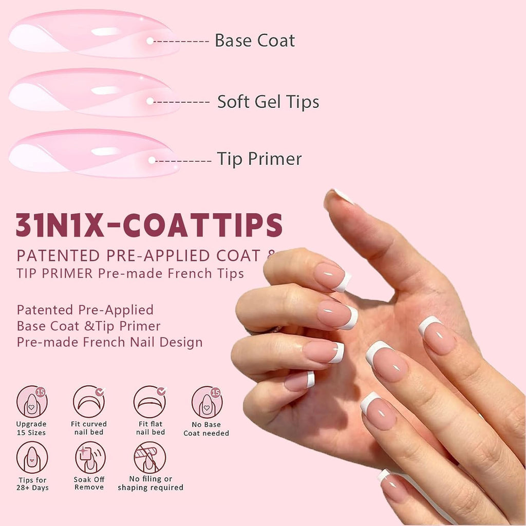 NAILWIND 9 Color Press On Nails Fake Nail 216 Pcs, French tip press-on nails, Press on Nail, Artificial Nail Extensions Combo in Multicoloured, Full Cover Glossy Nude False Acrylic Nails for Women Girls (03) - Image 3