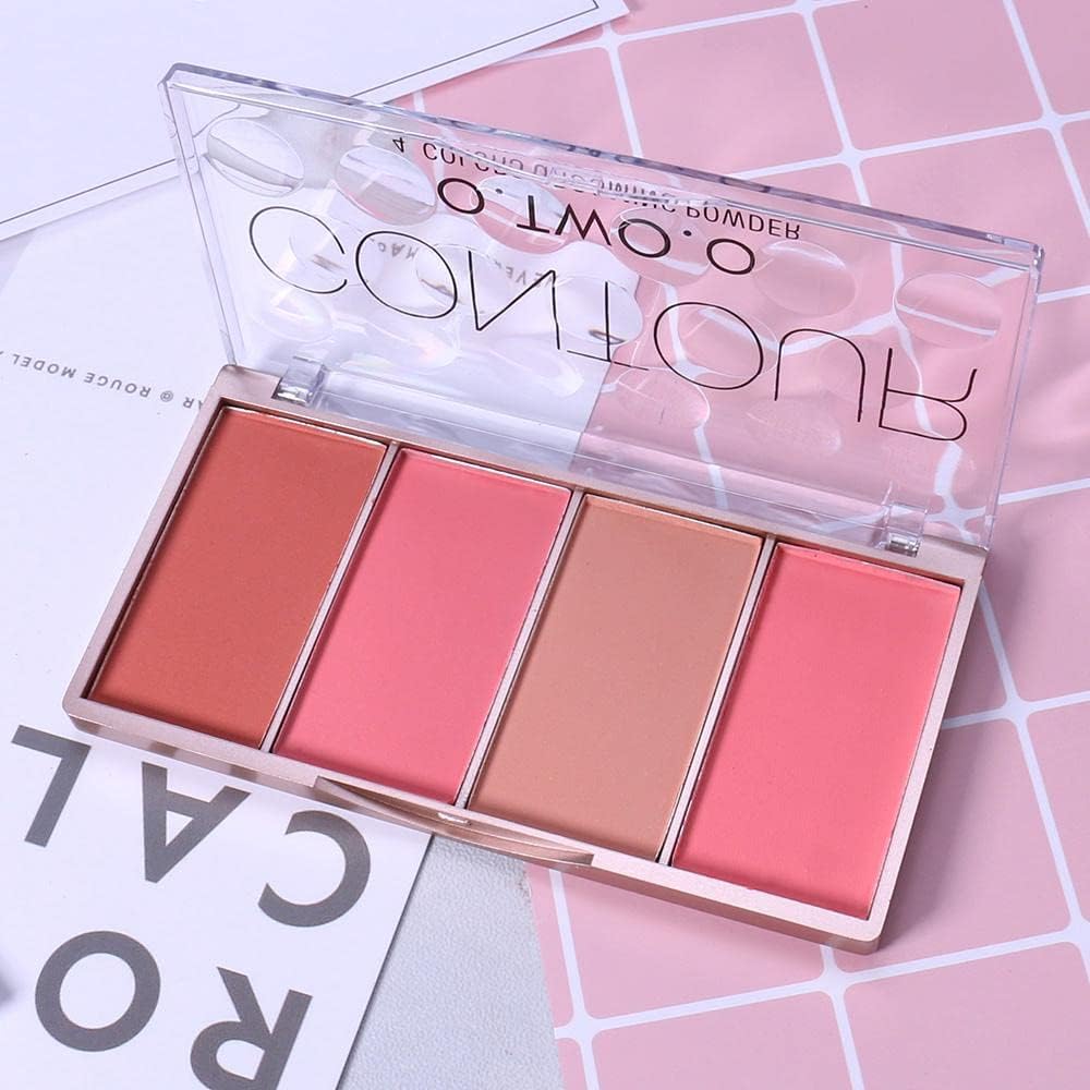 O TWO O Contour Highlighter & Blush Palette, 24g Face Shading Grooming Powder Makeup 4 Colors Long-Lasting Face Make Up (03) - Image 9