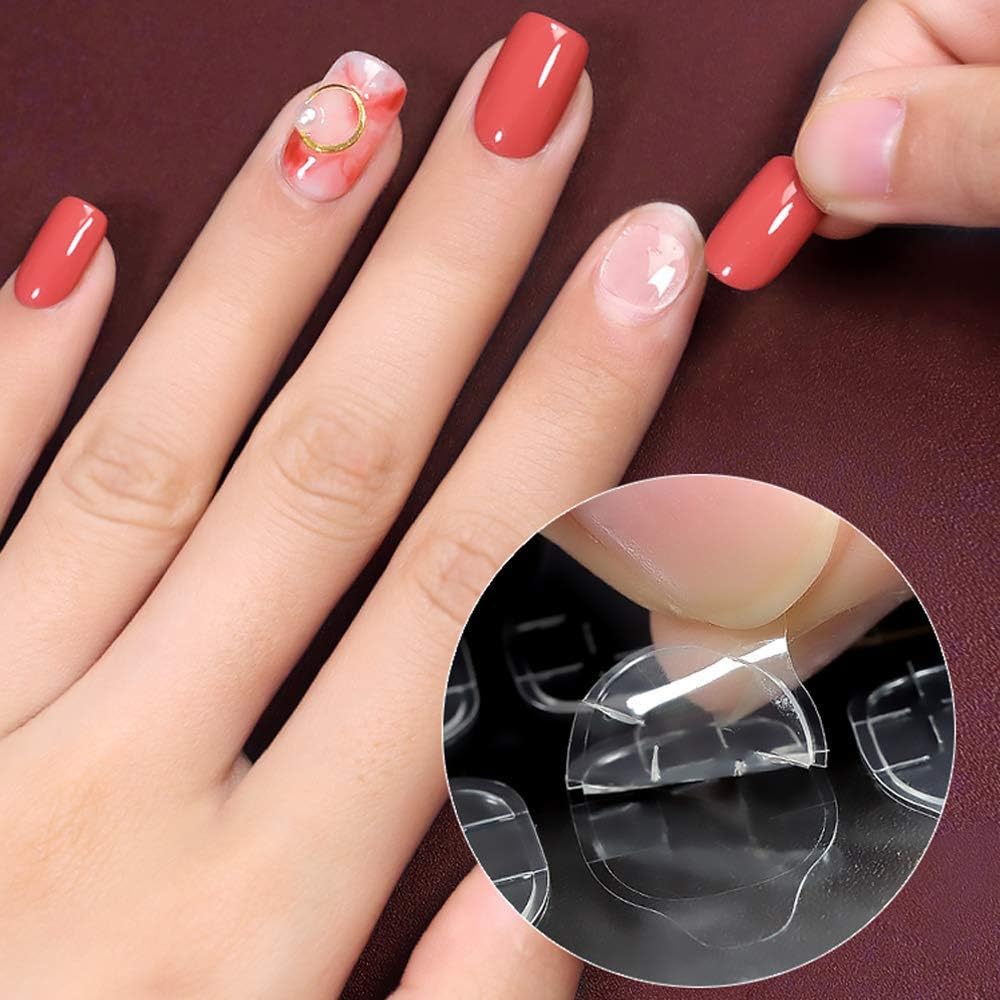 NAILWIND Nail Glue Stickers Transparent Double-side Glue Nail Sticker Adhesive Flexible Fake Nail Tips Adhesive Tabs Nail Glue for Women and Girls 6 - Sheets 144 - Pcs - Image 6