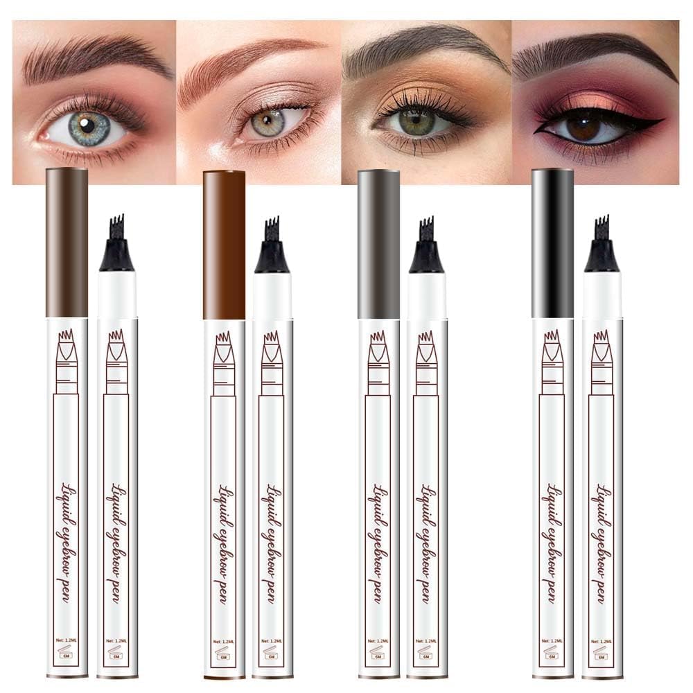 MY COLORS Eyebrow Pen, Liquid Eyebrow Pen, Waterproof Brow Pencil with Eyebrow Tattoo Pen, Smudgeproof Long Lasting Fine Sketch Microblading Pen, 02- BROWN - Image 2