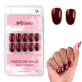 NAILWIND 24 Natural French Short False Nails Acrylic Full Cover Nails,Natural Fake Nails Delicate & Comfortable for Women and Girls (N08, 24 Count -Pack of 1)