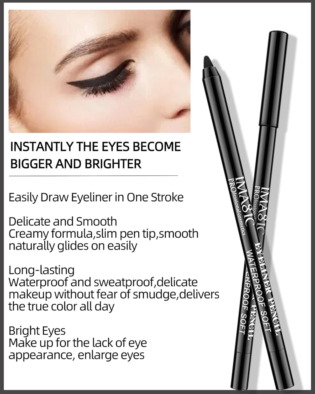 COSLUXE IMAGIC Waterproof Gel Eyeliner Pen – Smudge-Proof Black Kajal for Women, Long-Lasting Eye Makeup 1Pcs - Image 8