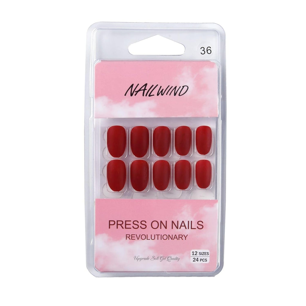 NAILWIND 24pcs Press on Nails | Matte Natural French Short False Nails | Acrylic Full Cover Nails | Natural Fake Nails Delicate & Comfortable for Women and Girls (V-36) - Image 5
