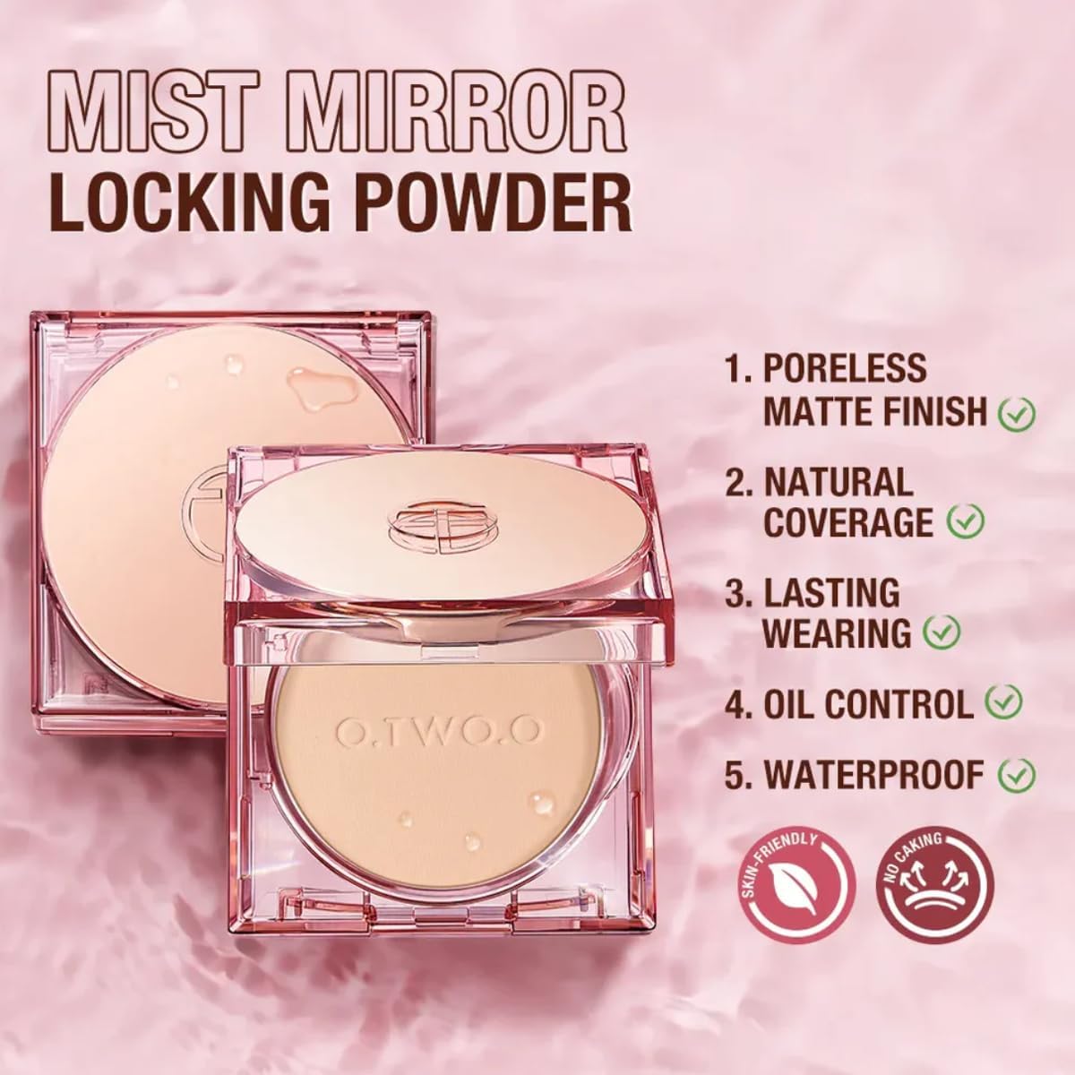 O Two O Matte Finish High Classic Setting Waterproof & Long-Lasting Makeup, Compact Face Powder, Pressed Powder Foundation 12g 02 - Natural beige, 12g - Image 3