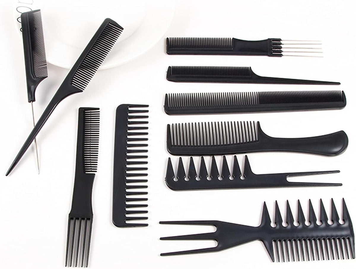 COSLUXE Hair Stylists Professional Styling Comb Set, Great for All Hair Types & Styles Comb set kit Multifunction Anti-Static Barbers Brush Combs Tool for Women Men Kids 10PCS OF 1 SET, BLACK - Image 5