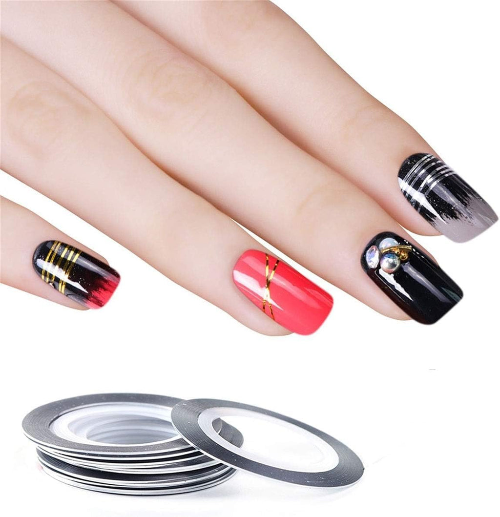 NAILWIND Nail Art Tip Sticker, Nail Art Tape Line, Nail Striping Tape Line, Foil Nail Tape for Nails Art Decoration Sticker (10 PCS, Gold) - Image 8