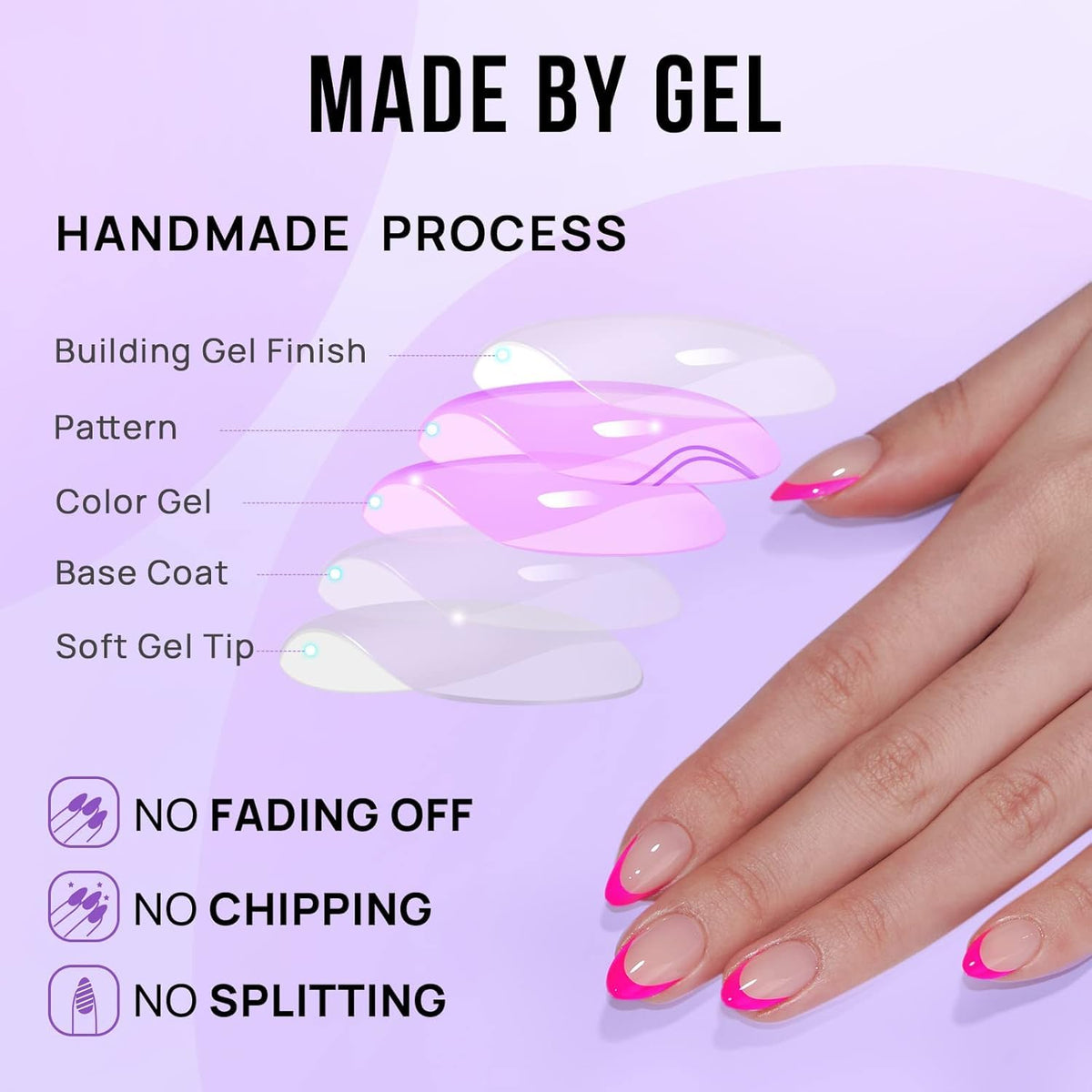 NAILWIND French Tip Press On Nails Almond - Chrome Hot Pink Press On Nail Short, Stick On Nails for Women, Glue On Nail with in 16 Sizes - 30 Soft Gel Fake nail on Kit, for Women Girls (01 - Pink - Berry French, Short) - Image 8