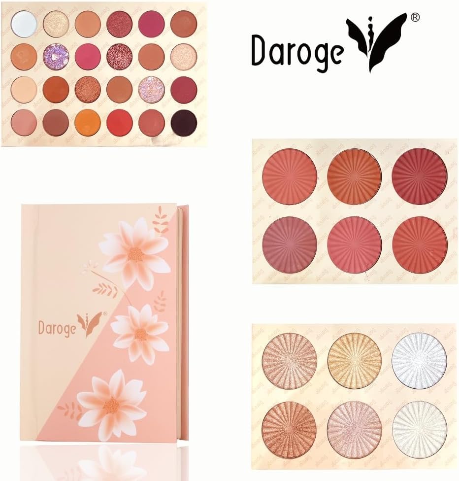 COSLUXE x Daroge Blusher Palette, All In 1 Make Up Eyeshadow Highlight Blush Palette - Long Wearing Highly Pigmented Glitter Makeup Palette For Women Girls 106g - Image 2