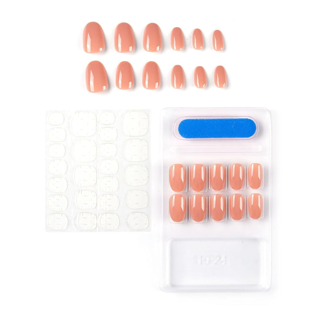 NAILWIND 24pcs Press on nails | Natural Short False Nails | Acrylic Full Cover Nails | Natural Fake Nails Delicate & Comfortable for Women and Girls (V-04) - Image 4