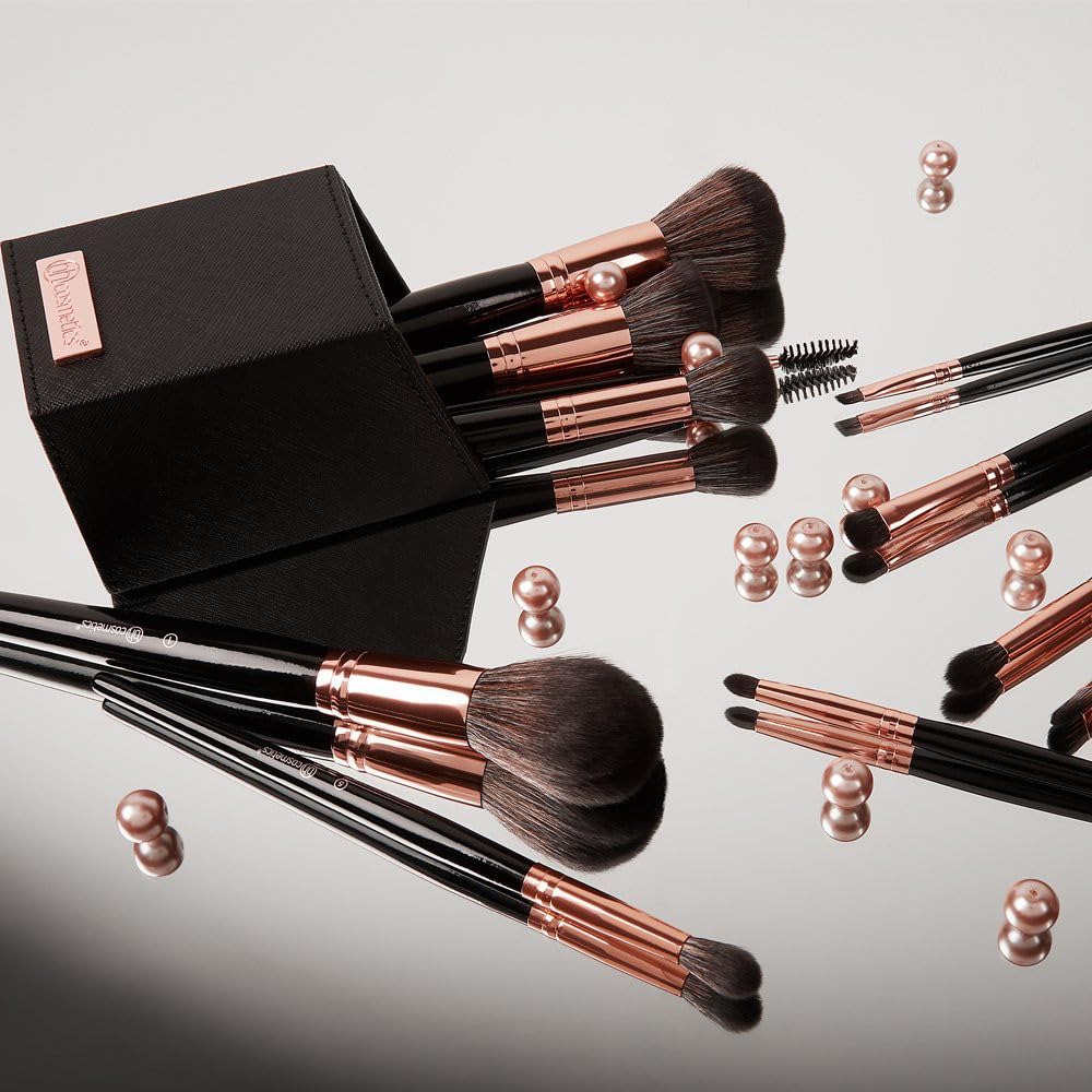 BH STUDIO PRO makeup brush set, BH Signature Rose Gold 13 Piece Brush Set with Holder (black) - Image 4