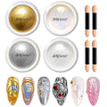 NAILWIND Chrome Nail Powder | Mirror Effect Chrome Powder for Nails Glitter Long Lasting | Pearl Aurora Mermaid Nail Powder | Holo Pigment Nail Art DIY Design Decorattion (WHITE, 4 PCS)