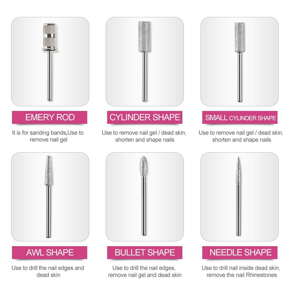 NAILWIND Professional Portable Electric Nail Drill,Acrylic Nail Kit, Gel Remover Nail Tools,File Finger Toe Care Nail Tips Nail Care, Nail Polishing Machine Pedicure Machine set - Image 5