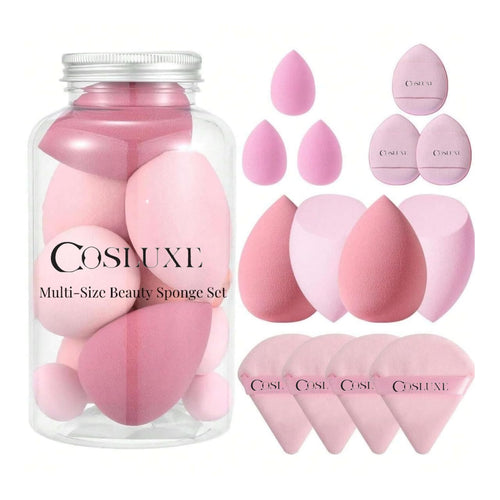 14PCS Makeup Sponge Set, Multicolored Beauty Blender Sponge for Foundation Blending with 3PCS Mini Makeup Sponges & 4PCS Triangle Powder Puff, Soft Make Up Sponges for Face Cosmetic Applicator for Powder Liquid