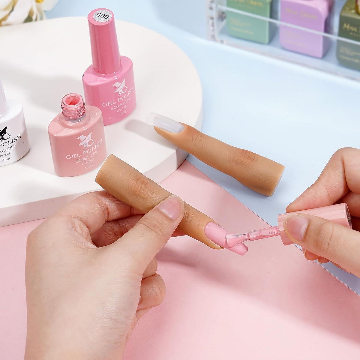 NAILWIND Silicone Practice Fingers for Acrylic Nails, Soft Nail Training Model Practice Finger, Flexible Nail Mannequin Finger for DIY Nails Practice, Including 20pcs Tips - Image 4