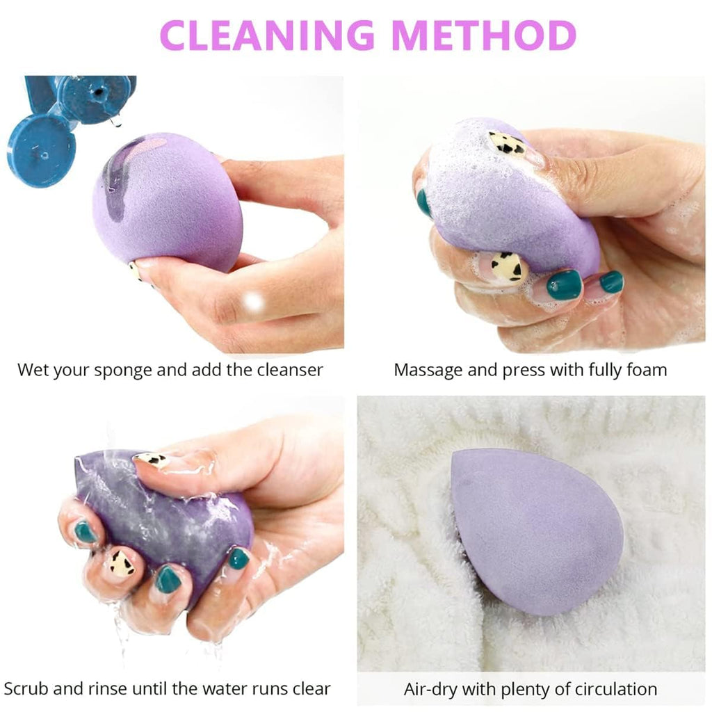 COSLUXE Makeup Sponge Set Beauty Blenders with Egg Case, Soft Sponge For Liquid Foundation, Creams, and Powders Latex Free Wet and Dry Makeup Multicolors, 4 Big + 3 Mini -7 Pcs set - Image 9