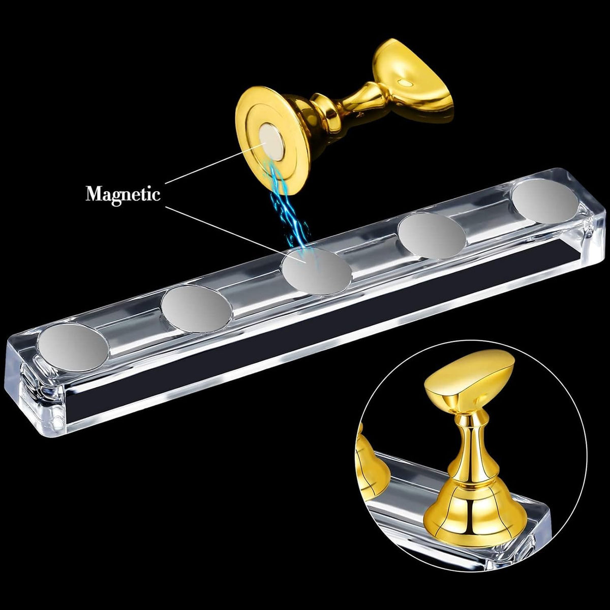 NAILWIND Acrylic Nail Display Stand Tip Holder Magnetic Nail Practice Stand Fingernail DIY Nail Art Stand for False Tip Salon and Home (BLACK, 1 - SET) - Image 8