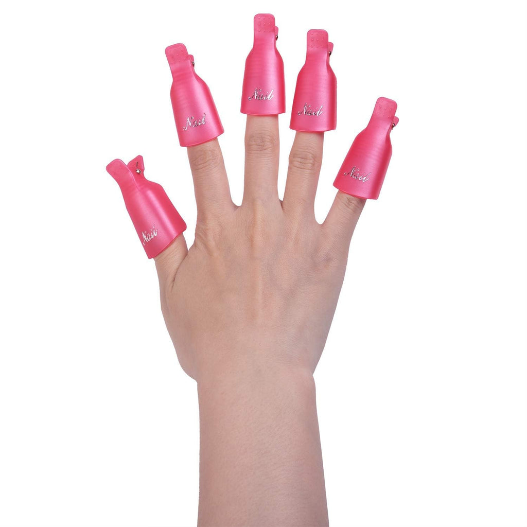 Cosluxe 10Pcs Professional Plastic Acrylic Nail Art Polish Remover Clips UV Gel Wrap Cleaner Soak Off Cap Clip purple - Image 9