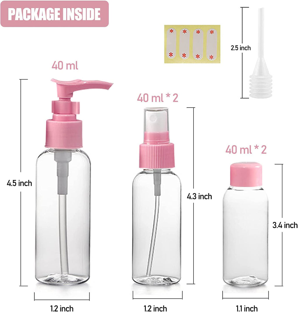 COSLUXE Travel Bottles Kit, Travel Cosmetics Bottles Set, Portable Multipurpose Cosmetics Toiletries Travels Refillable Bottle - for Storing Shampoo, Gel, Cream Jars, Lotion Dispenser 5 - Pcs Set - Image 2