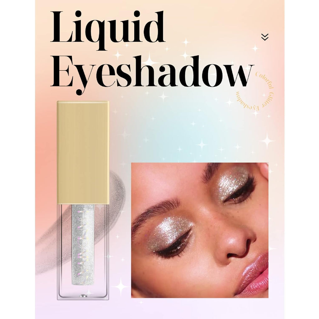 My Colors Liquid Glitter Eyeshadow Set, 12 Colors Metallic Glitter Shimmer Smokey Eye Looks Waterproof Long Lasting EyeShadow Makeup Kits - Image 8