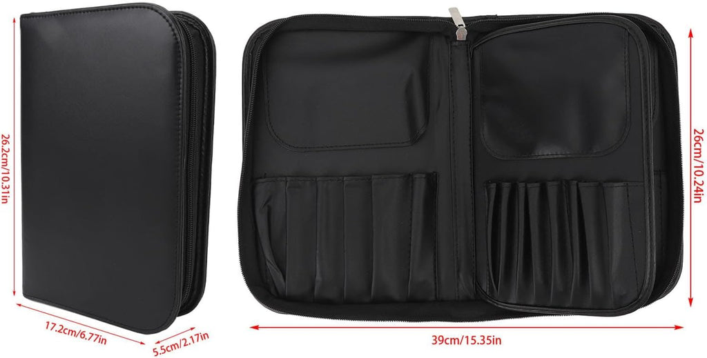 COSLUXE BEILI Makeup Brush Holder Bag, Professional Makeup Brushes Organizer Bag Makeup Artist Cosmetic Case Leather Handbag Black Travel Portable - Image 8