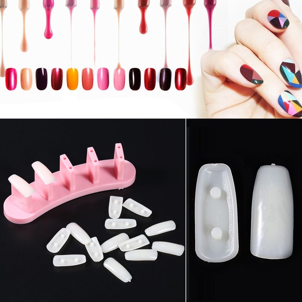 NAILWIND 3pcs False Nail Art Tips Practice Display Stand Tool with 10 pcs False Nail Tips for Gel Nail Polish DIY Nail Training Tools - Image 9