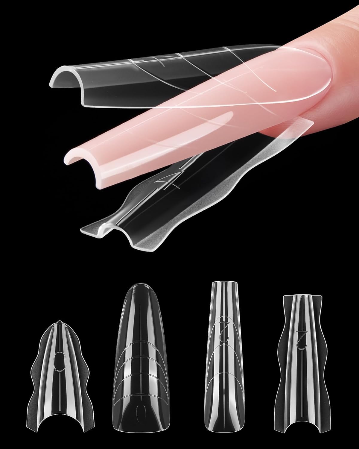 NAILWIND 180 PCS Sandwich Nail Dual Forms, Nail Extension Kit for Beginner & Professional, 15 Sizes /12pc Dual Form for Polygel and Builder Gel, Salon and Home DIY Nail Art Tools (2- F47S - F47X) - Image 2