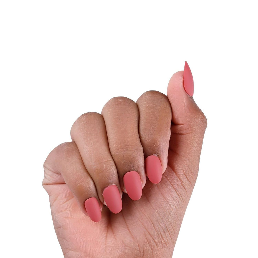 NAILWIND 24pcs Press on Nails | Matte Natural French Short False Nails | Acrylic Full Cover Nails | Natural Fake Nails Delicate & Comfortable for Women and Girls (V-37) - Image 3